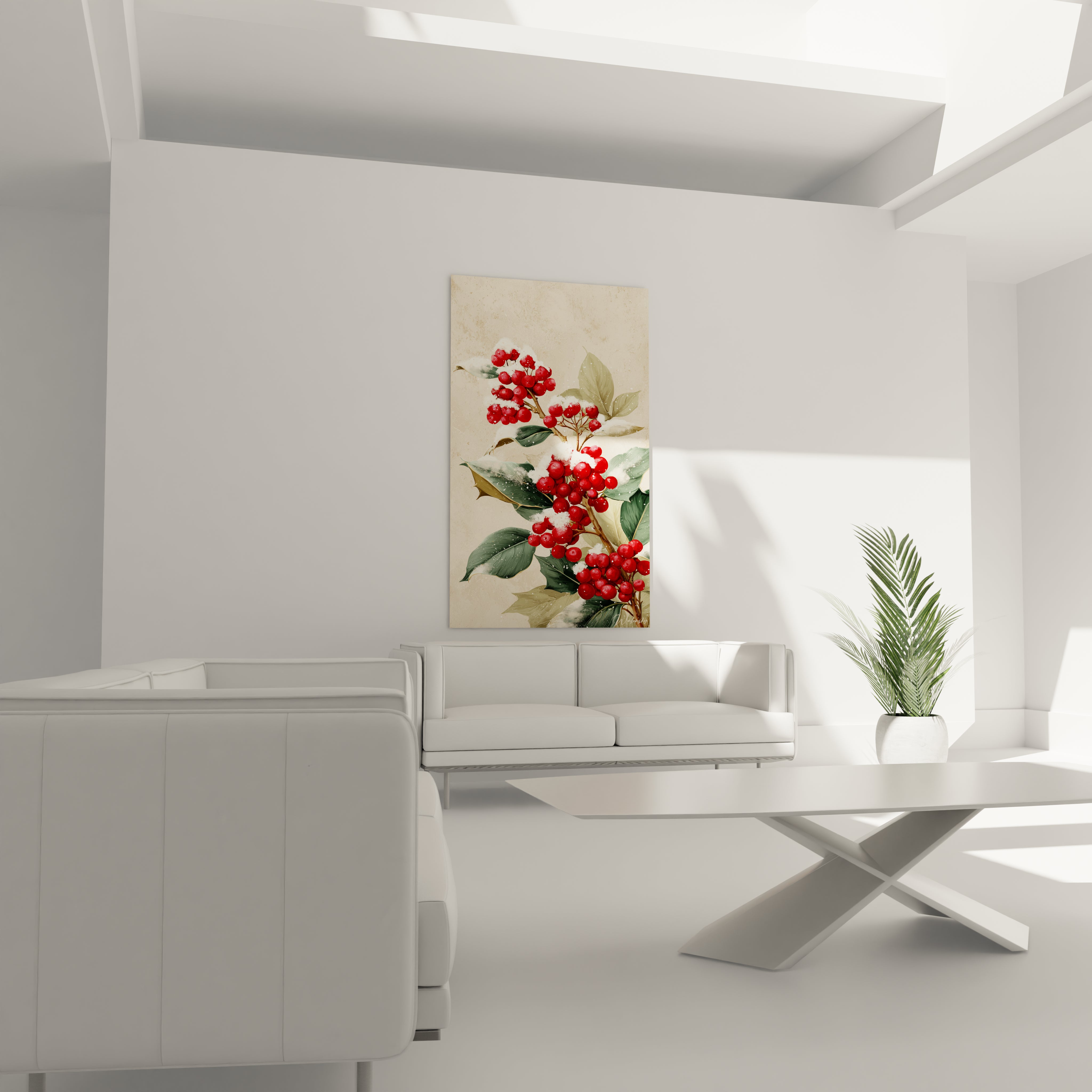 Tableau mural baies rouges Noël de Walensky, idéal pour la décoration festive intérieure