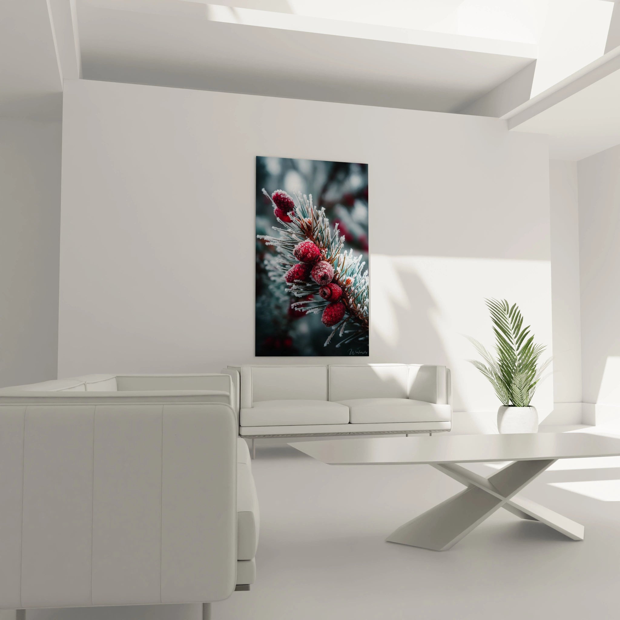 Tableau mural baies givrées de Walensky, parfait pour décorer un salon moderne