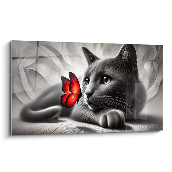 Schilderij Vluchtige Kus - Dieren Katten Editie