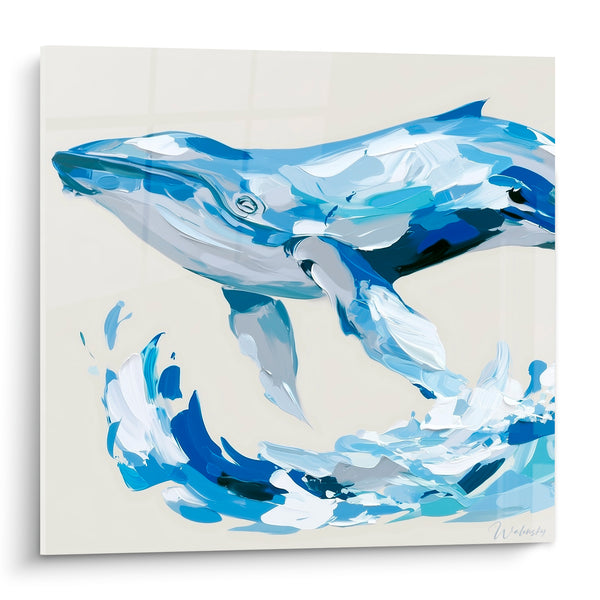 Cuadro Ballena azul rey y gris círculo de espuma - Bucle líquido - Edición Ballena