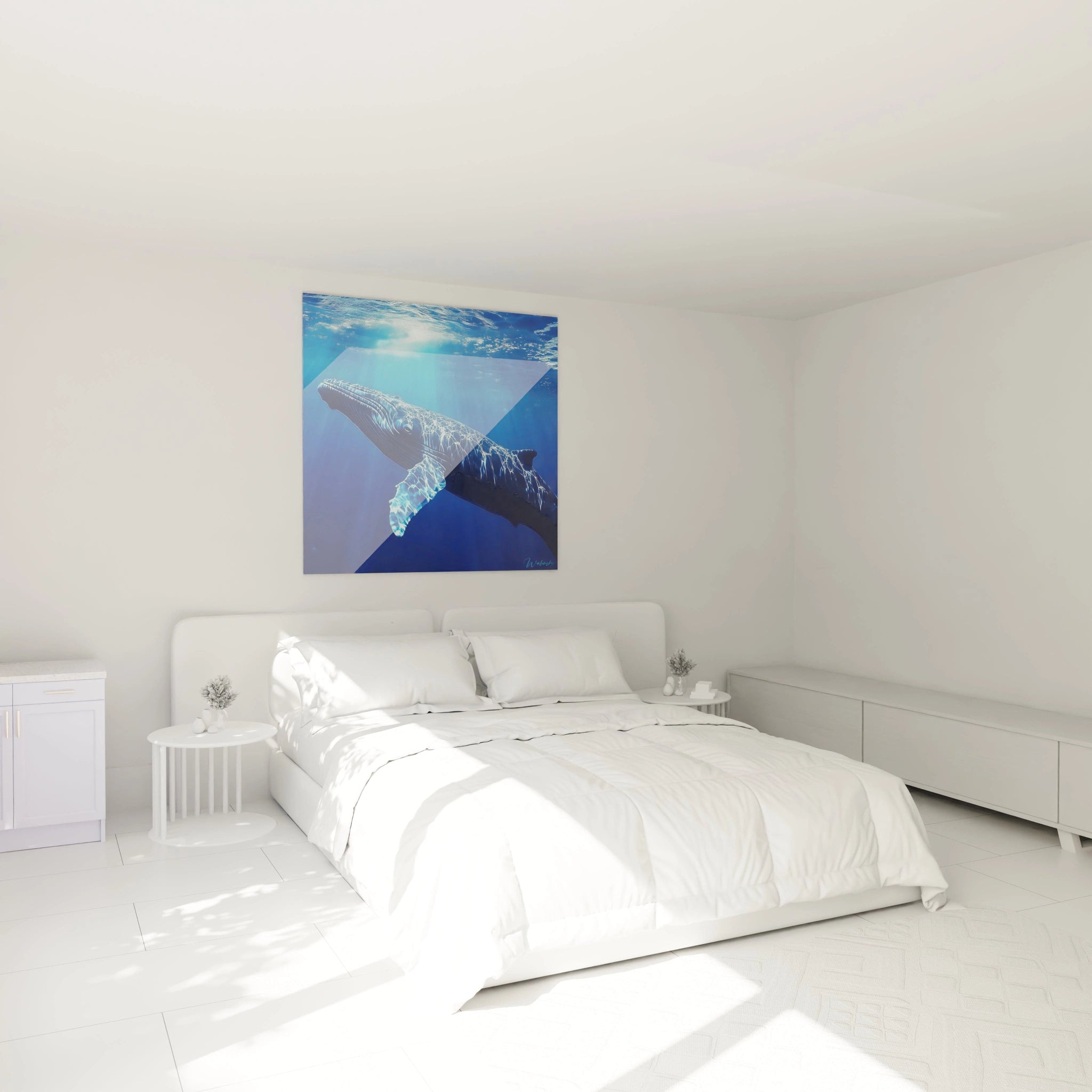 Tableau baleine Walensky en bleu pour décoration de chambre moderne