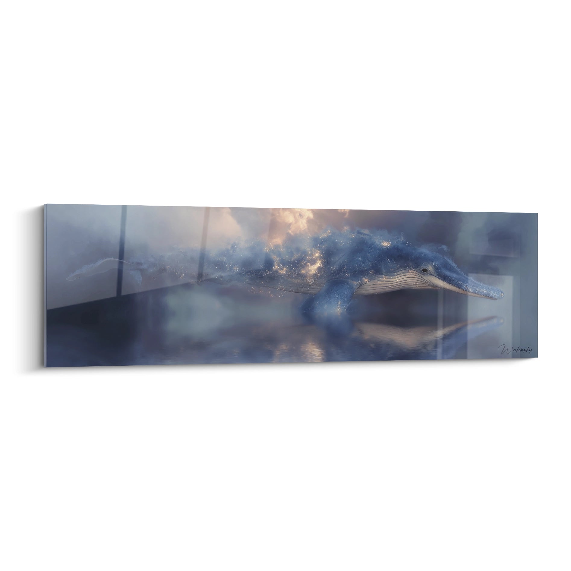 Tableau mural baleine mystique océan bleu édition Basilosaurus décoration marine moderne