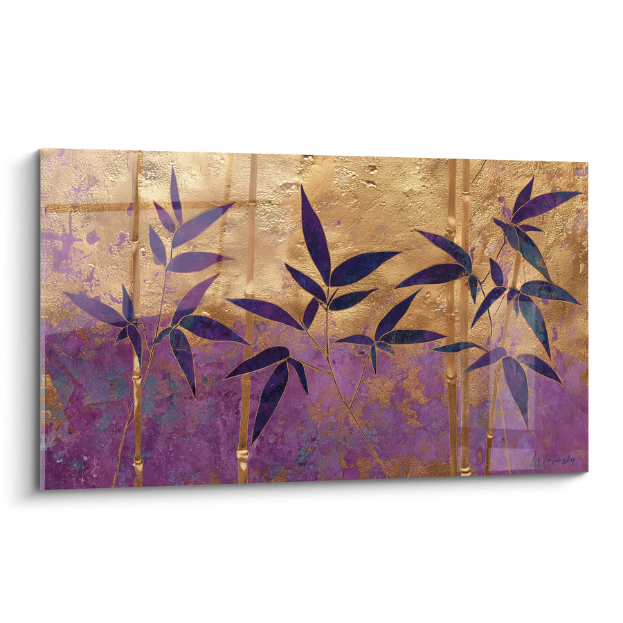 Tableau Bambou doré aux feuilles violettes - Clairière précieuse - Edition Bambou