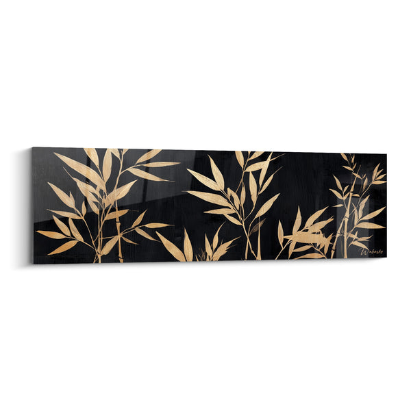 Golden Foliage on Anthracite Background Artwork - Nocturnal Garden - Bambou Edition
