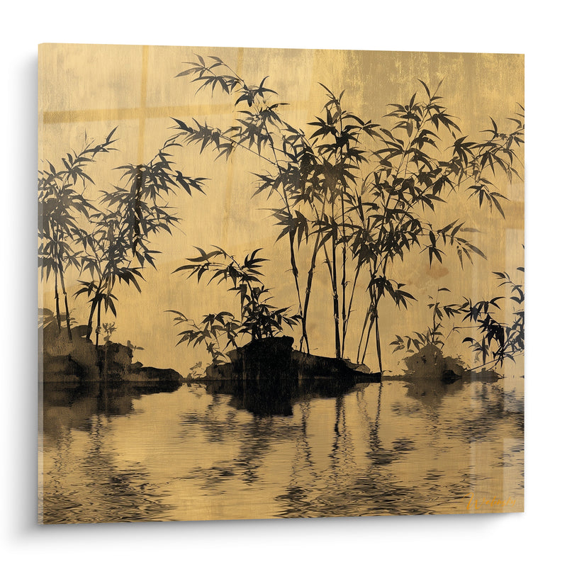 Tableau Bosquet noir sur rivière dorée - Méditation au fil de l'eau - Edition Bambou