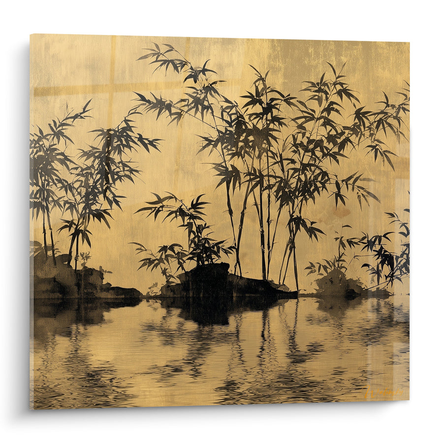 Tableau Bosquet noir sur rivière dorée - Méditation au fil de l'eau - Edition Bambou