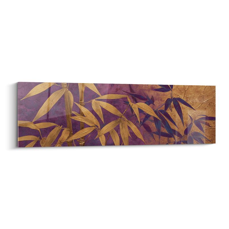 Tableau Tiges dorées feuilles violettes et cuivrées mêlées - Dégradé pourpre et cuivre - Edition Bambou