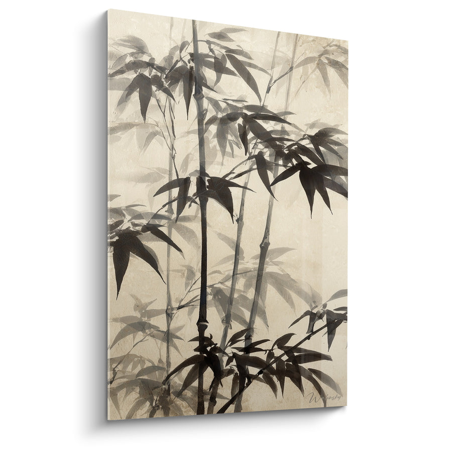 Leinwand Schwarze und Beige Stäbchen Effekt Aquarell - Vegetative monochrome Kalligraphie - Bambus Edition