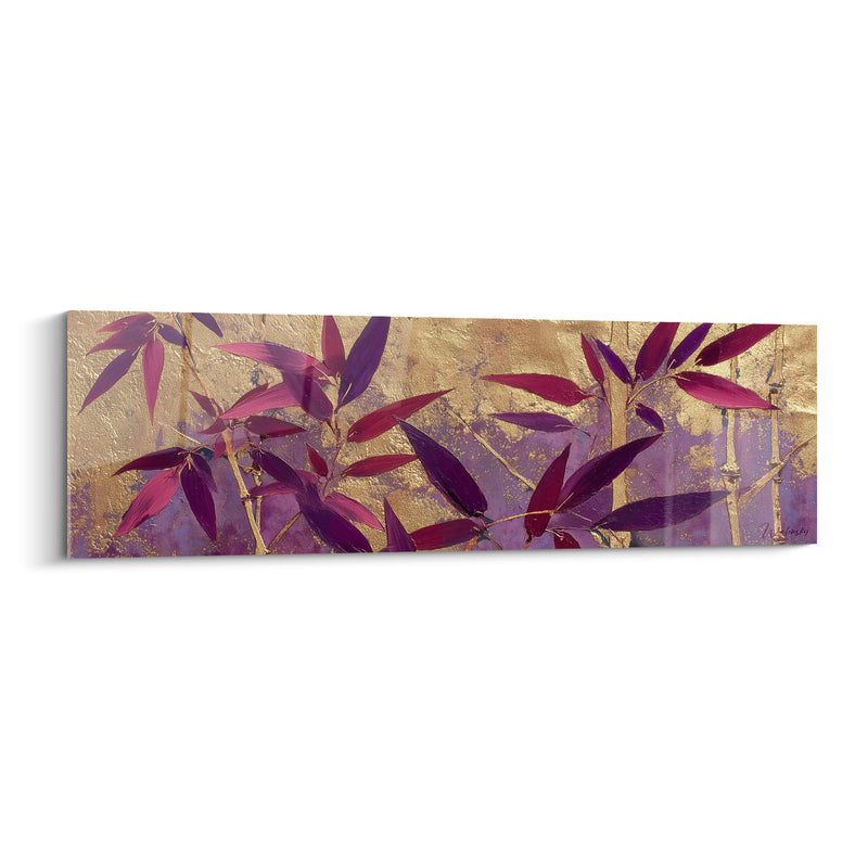 Tableau Feuilles pourpre et doré tiges entrecroisées - Mur texturé lumineux - Edition Bambou