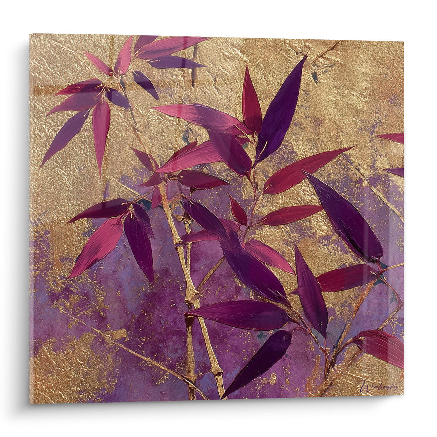 Tableau Bambou aux feuilles pourpres et dorées - Éclat d'Orient - Edition Bambou