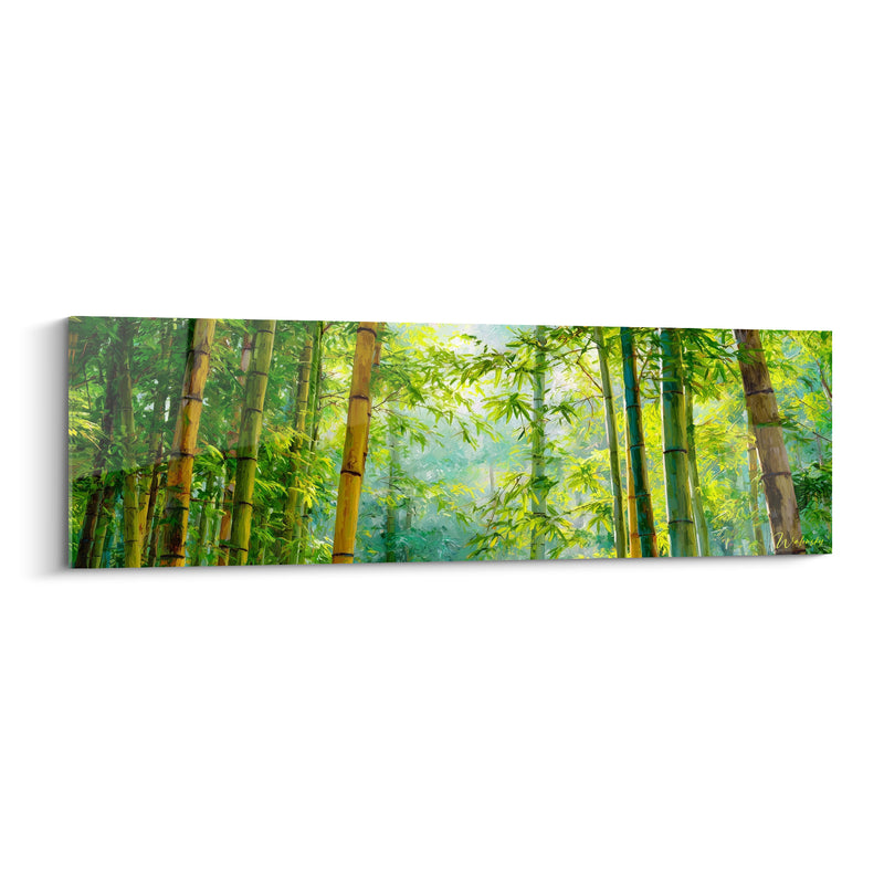 Tableau Bosquet vert et jaune lumière filtrante - Percée de soleil - Edition Bambou
