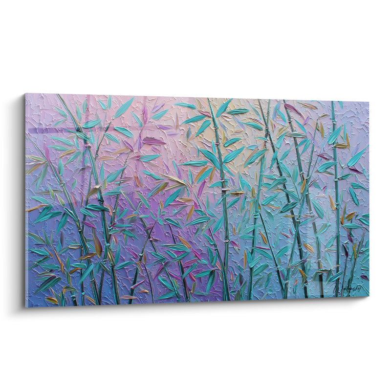 Tableau Bambous turquoise et mauve pastel - Aube pastel - Edition Bambou