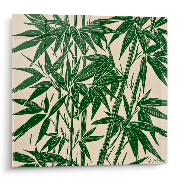 Bamboo Grove Green Forest and Ivory Artwork - Forest Breath - Bamboo Edition