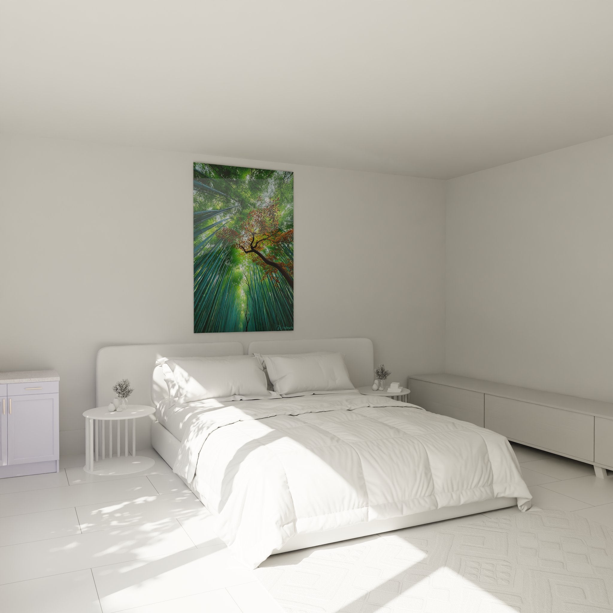 Tableau mural bambous érable dans chambre moderne - Décoration zen nature asiatique ambiance apaisante