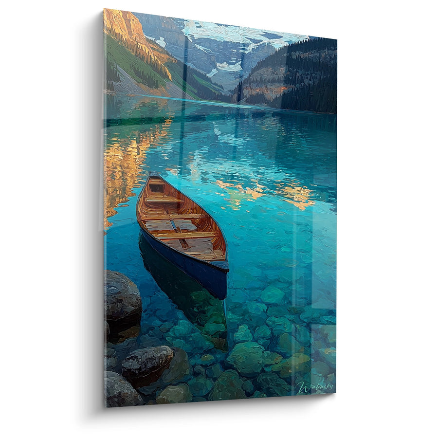 Tableau Barque sur Lac de Montagne - Reflets d'Azur - édition Lac
