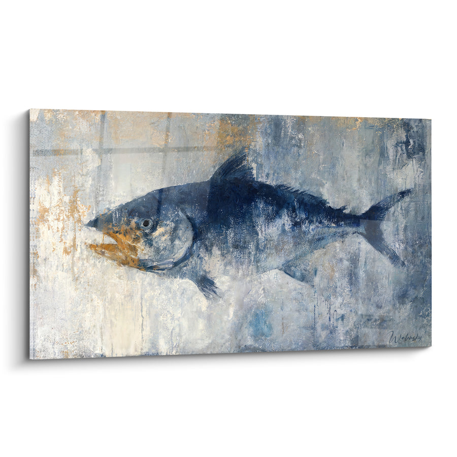 Tableau Barracuda bleu marine aux reflets ocre - Dérive océanique - Edition Barracuda