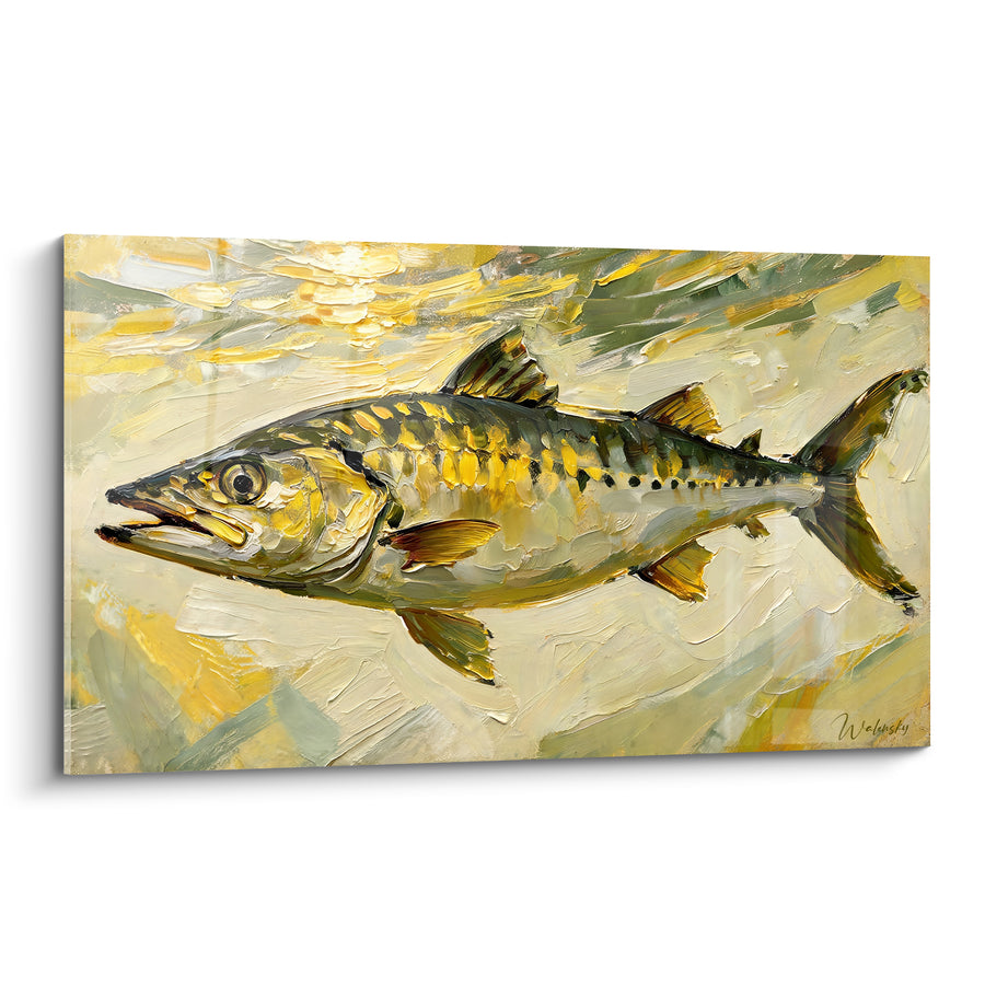 Tableau Barracuda doré aux reflets ocre - Éclat aquatique - Edition Barracuda