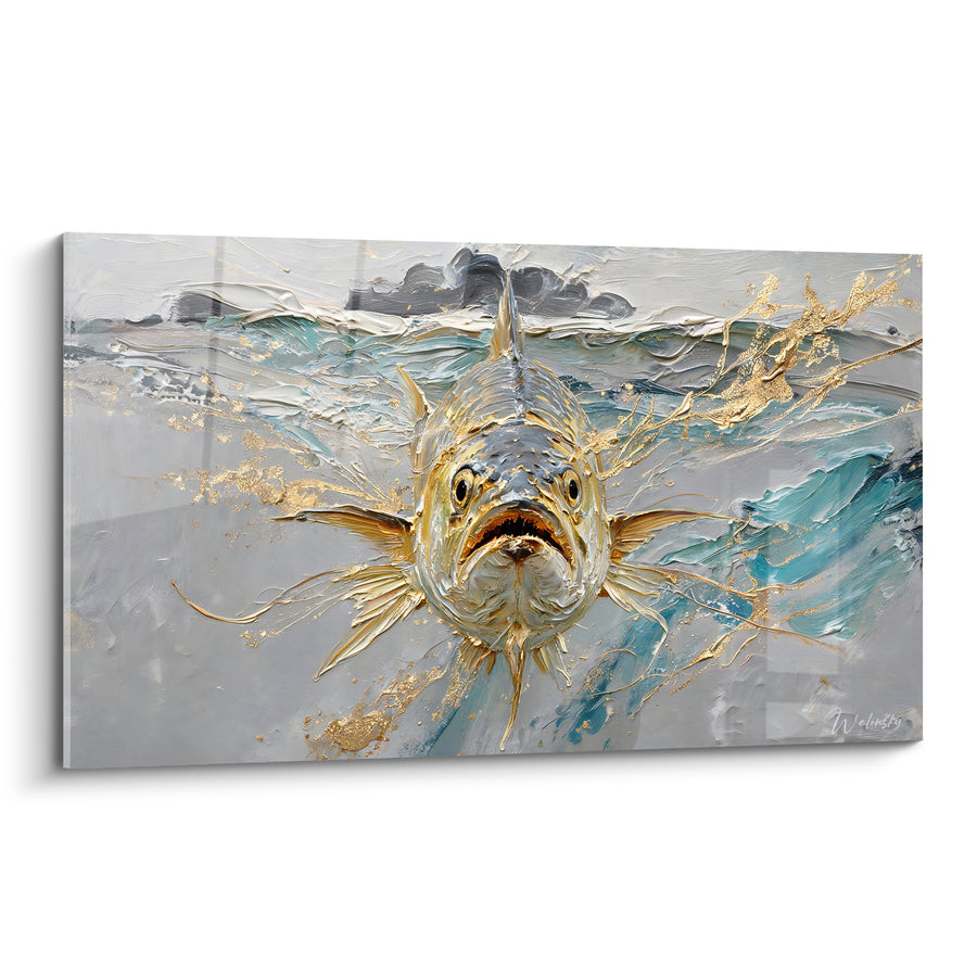 Tableau Barracuda doré aux nageoires filiformes - Face à face marin - Edition Barracuda