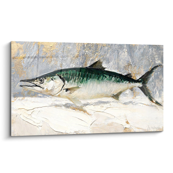 Tableau Barracuda vert et doré texturé - Trophée des abysses - Edition Barracuda