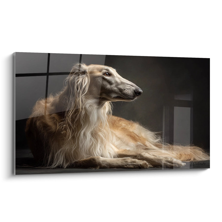 Tableau Lévrier Élégant aux Tons Dorés - Portrait Noble - Edition Barzoi