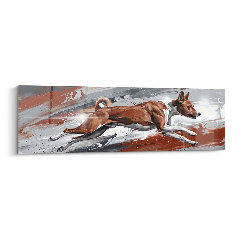 Running Basenji Dog Painting in Dynamic Movement - Pure Energy - Basenji Edition