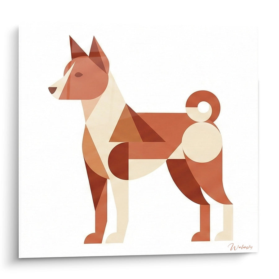 Tableau Chien Géométrique Roux et Beige - Portrait Moderne - Edition Basenji