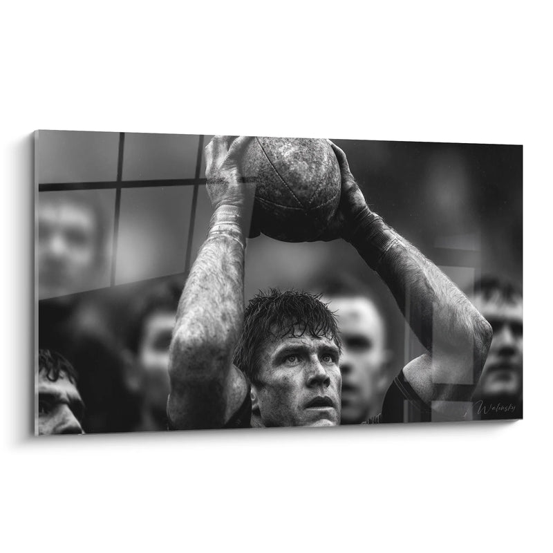 Tableau Rugby Joueur - Concentration Ultime - Edition sports noir et blanc
