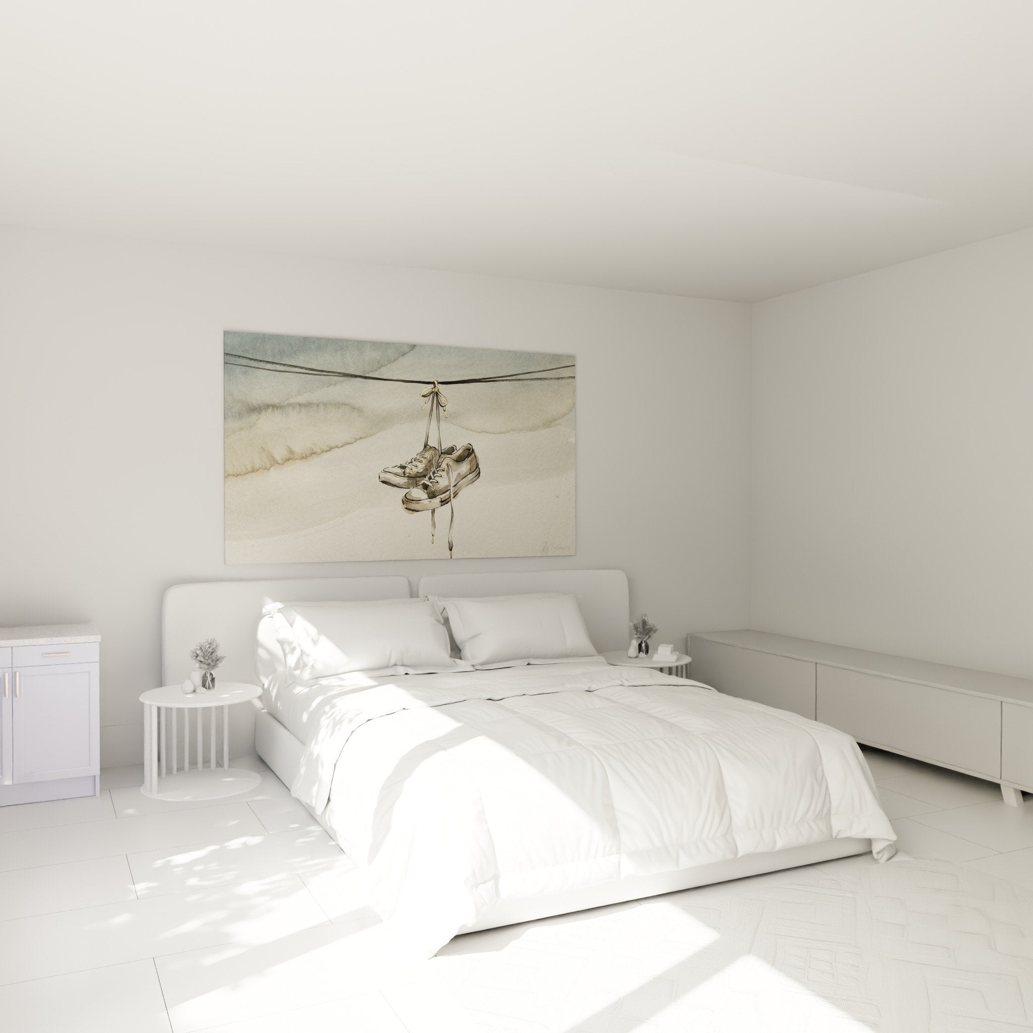 Hanging sneakers wall art modern bedroom decor urban style Bronx