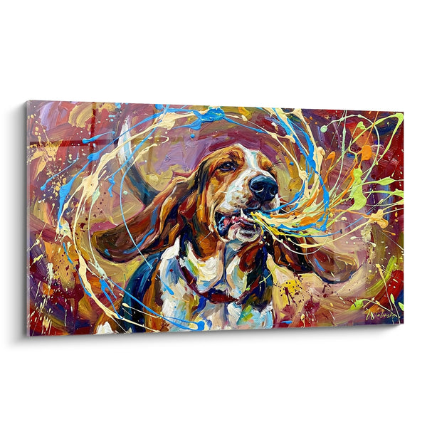 Tableau Basset Hound Expressionniste aux Couleurs Vibrantes - Émotion Pure - Edition Basset Hound