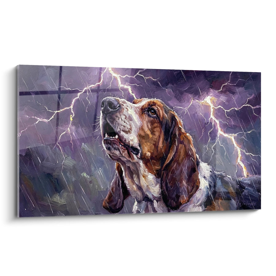 Obraz Basset Hound pod Burzą - Majestatyczna Burza - Edycja Basset Hound