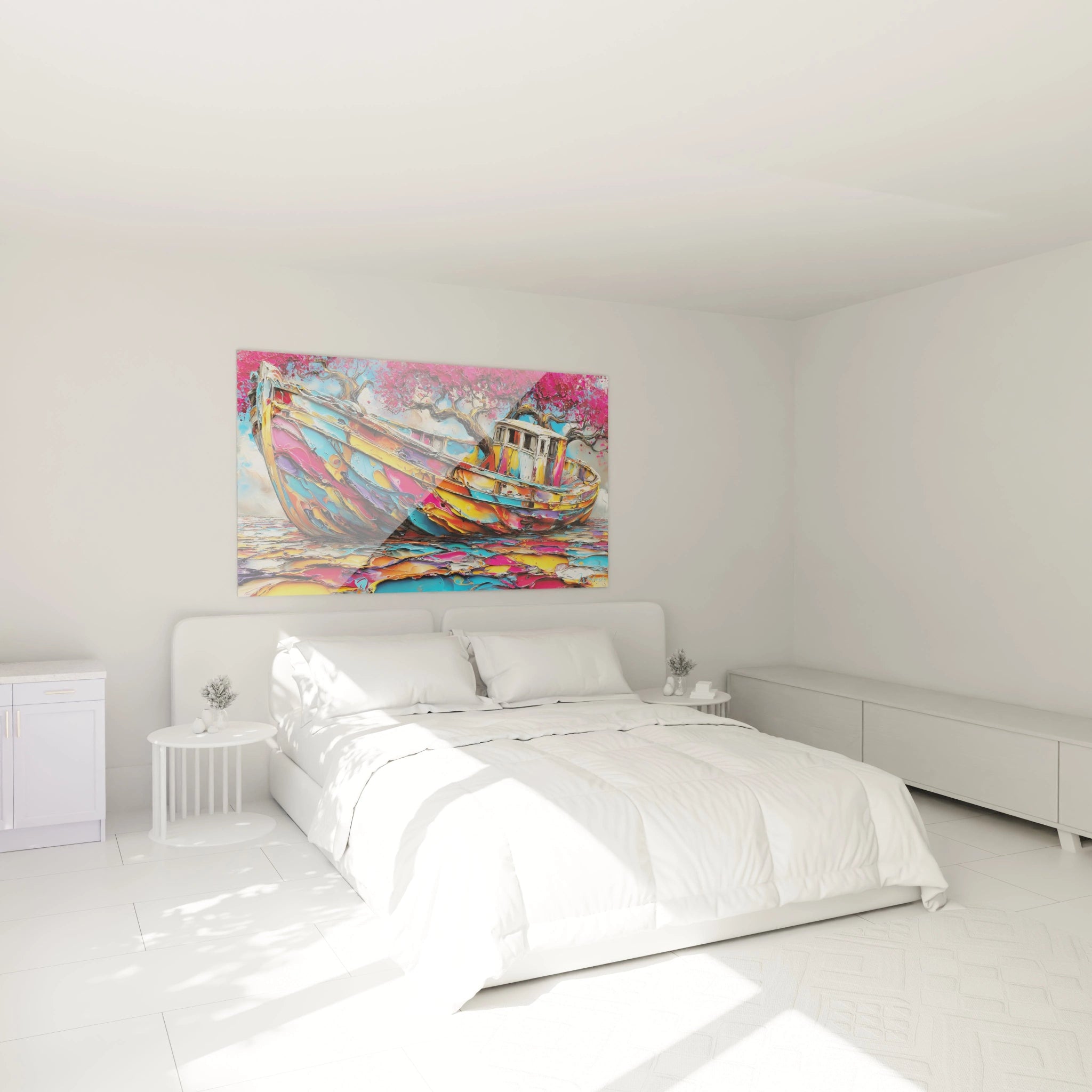 Décoration chambre tableau bateau épave coloré ambiance artistique moderne couleurs vibrantes