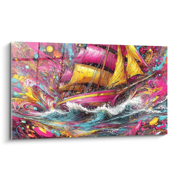 Tableau bateau pirate - Tempête psychédélique - édition couleur en folie