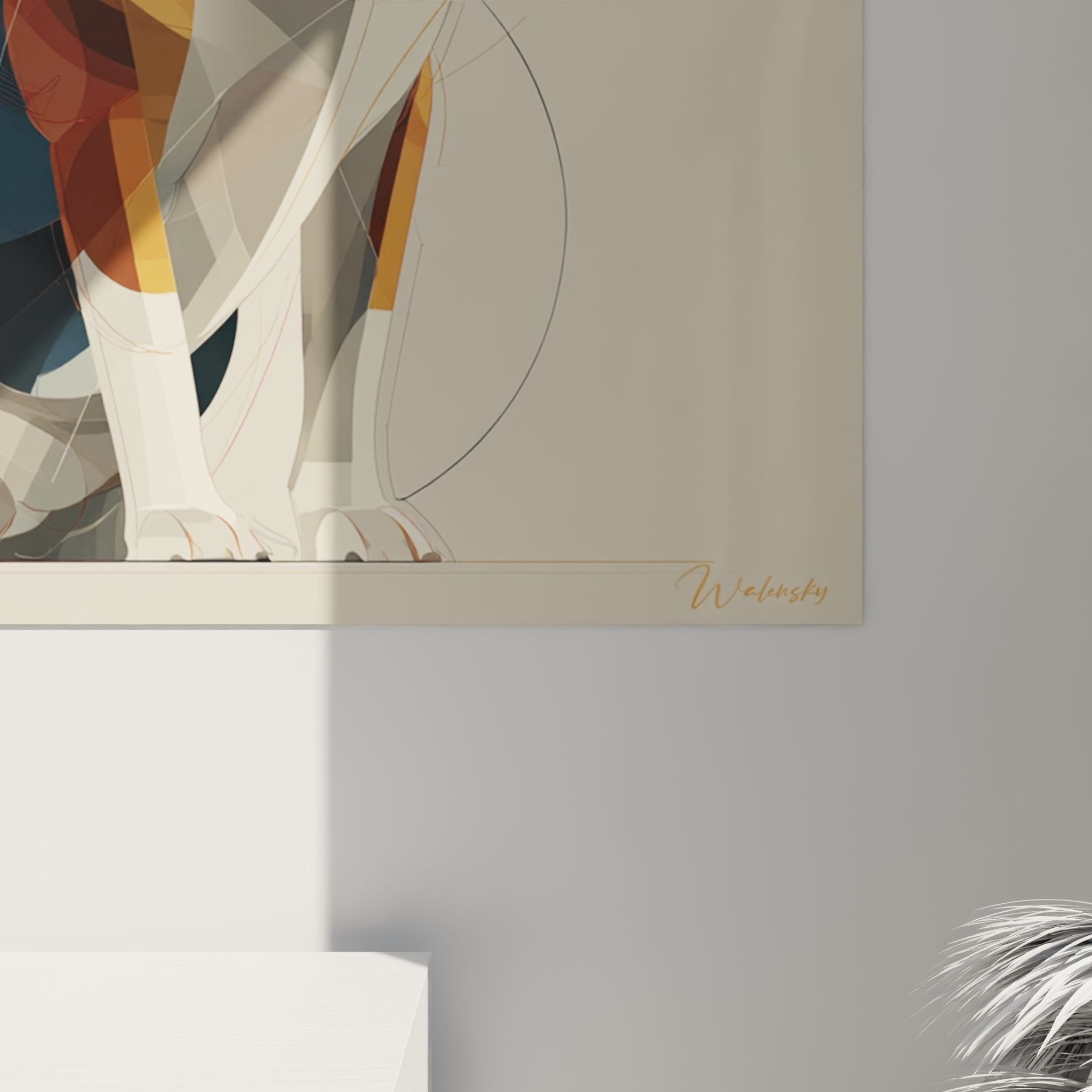beagle gemälde geometrische kunst modernes wohnzimmer wanddekoration stilisierter hund farben
