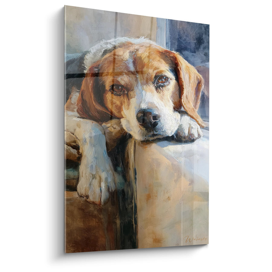 Tableau Beagle Endormi aux Tons Chauds - Repos Paisible - Edition Tableau Beagle