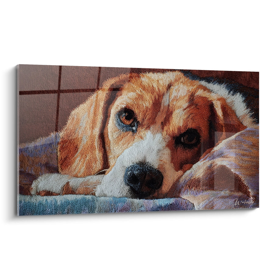Tableau Beagle Endormi aux Tons Roux et Blancs - Tendresse Canine - Edition Tableau Beagle