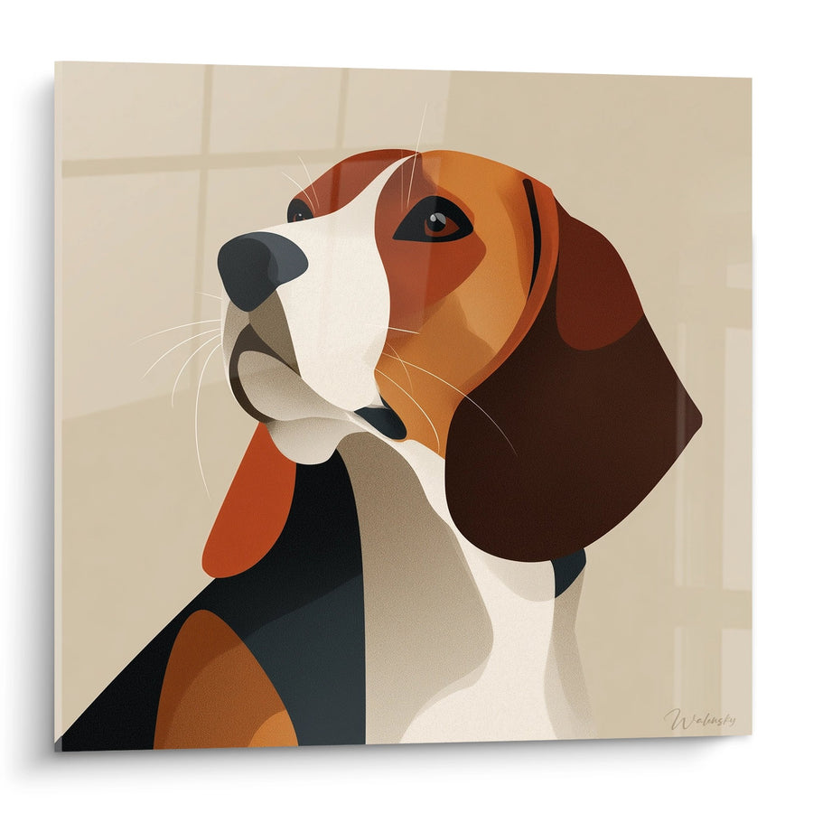 Tableau Beagle Tricolore Géométrique - Portrait Canin Contemporain - Edition Tableau Beagle