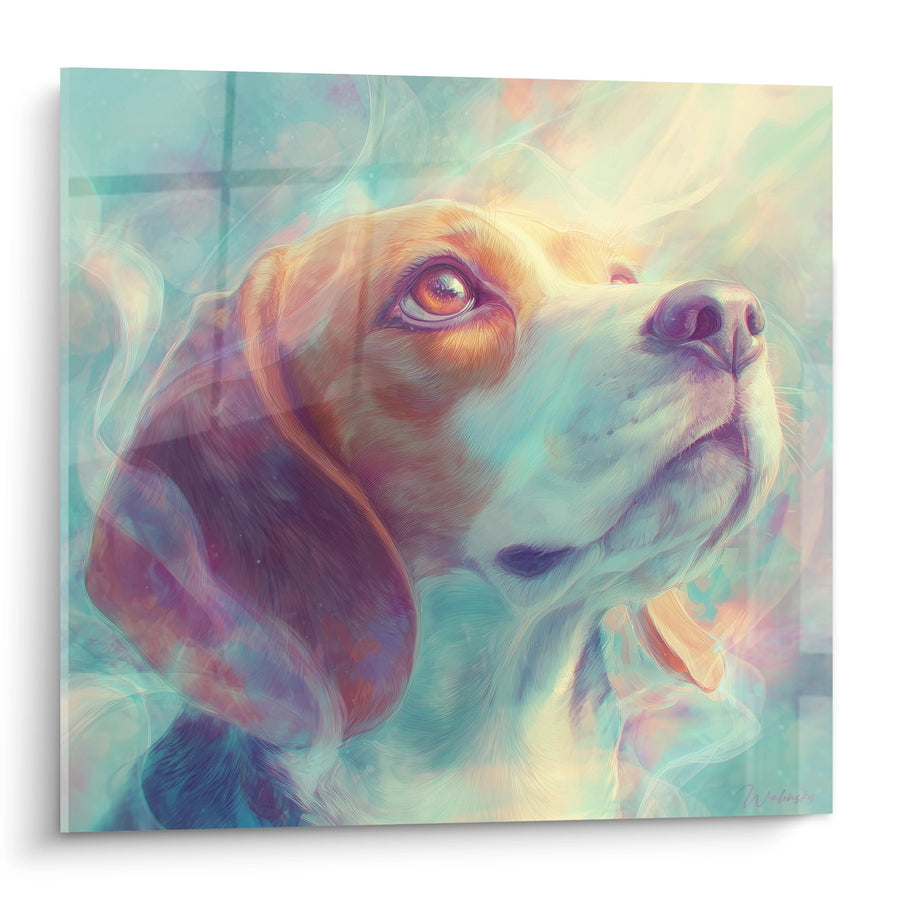 Beagle Schilderij in Iridescent Pastelkleuren - Artistiek Digitaal Portret - Beagle Schilderij Editie