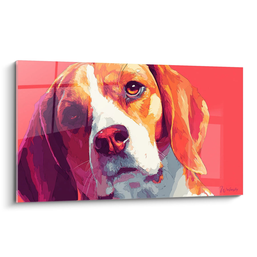 Tableau Chien Beagle Portrait Coloré Pop Art - Regard Captivant - Edition Tableau Beagle