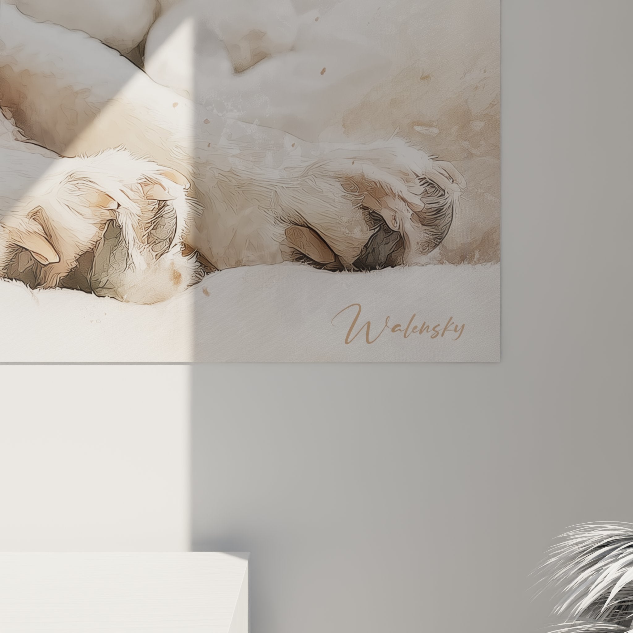 quadro beagle vista d'insieme ritratto cane acquerello decorazione interni moderni