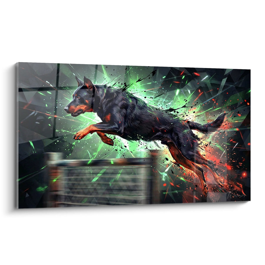 Tableau Beauceron en Mouvement Dynamique - Explosion Colorée - Edition Beauceron