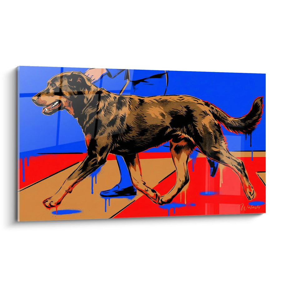 Tableau Chien Beauceron en Mouvement sur Fond Tricolore - Élan Dynamique - Edition Beauceron