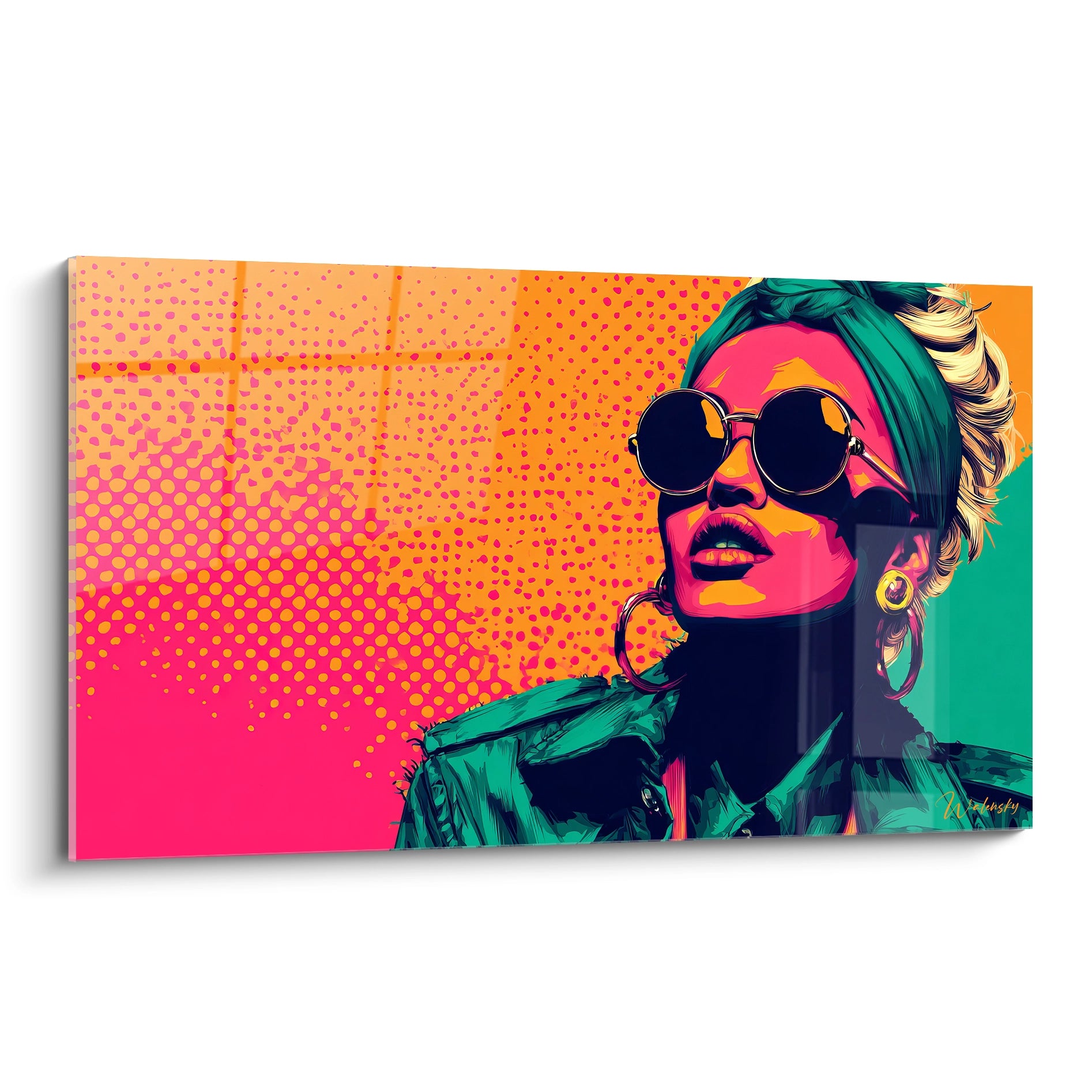 Tableau beauté féminine vintage avec un design coloré et audacieux inspiré des années 80