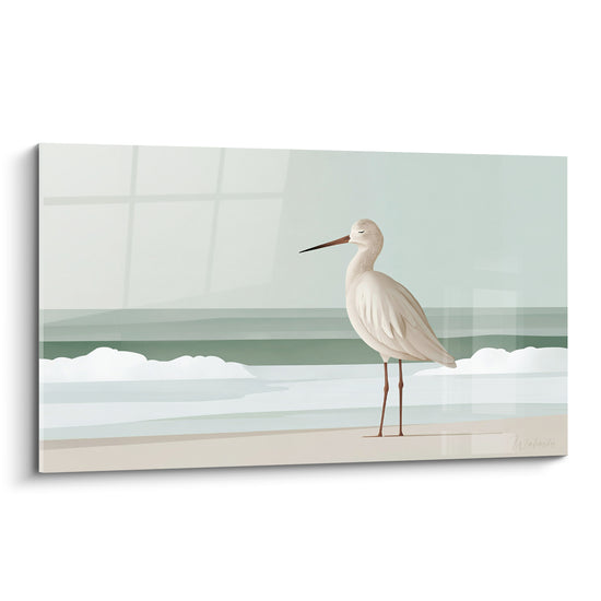 Tableau Bécasse blanche et crème aux vagues d'écume - Yeux clos paisibles - Edition Bécasse