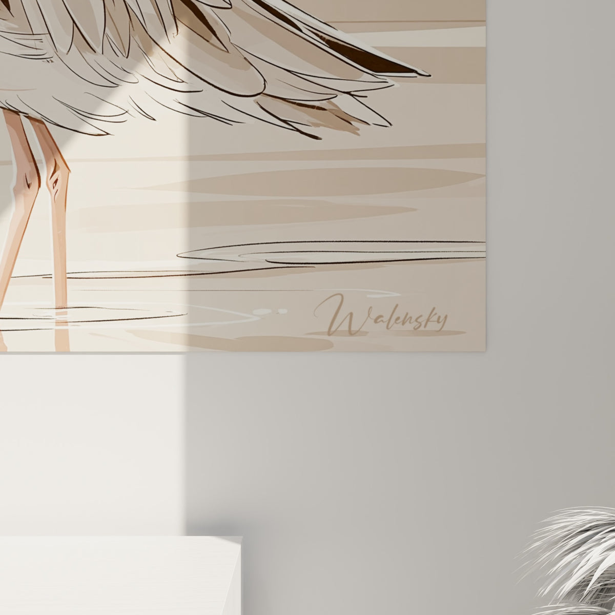Détail du plumage beige et ocre de la Bécasse, traits fins et aplats aquarellés visibles