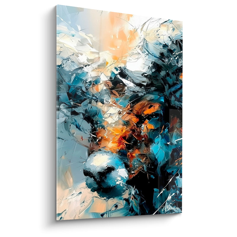 Tableau Bélier bleu ardoise et ambre éclaté - Fracas glacé - Edition Bélier