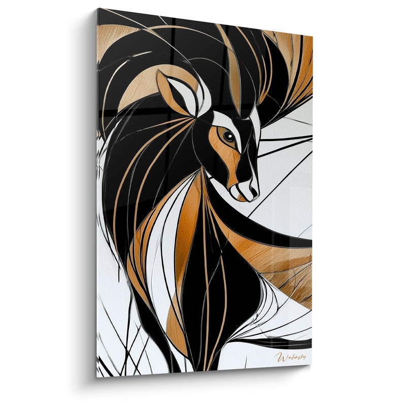 Tableau Bélier doré et noir traits graphiques - Souffle sauvage - Edition Bélier