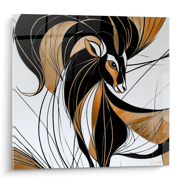 Cuadro Aries dorado y negro líneas fluidas - Aliento en movimiento - Edición Aries