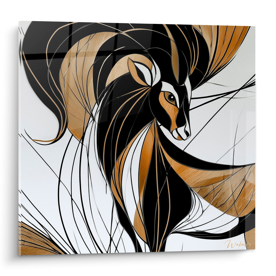Tableau Bélier doré et noir lignes fluides - Souffle en mouvement - Edition Bélier