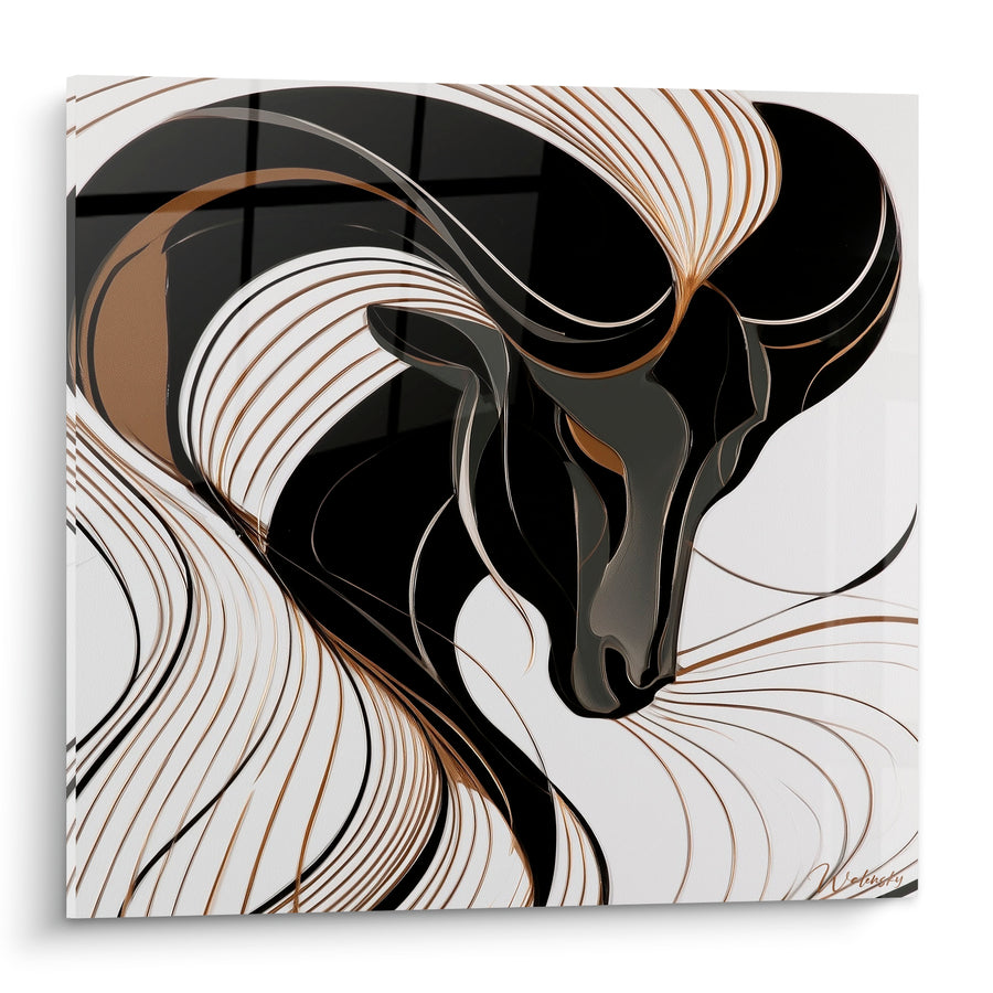 Tableau Bélier noir doré cornes fluides - Souffle en spirale - Edition Bélier