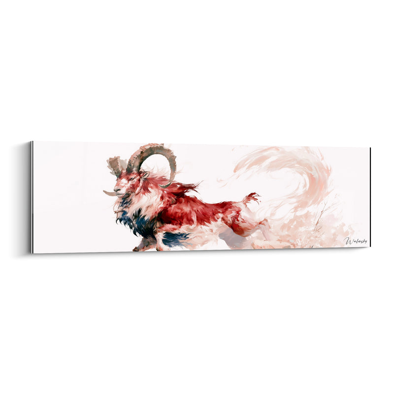 Tableau Bélier rouge brique et bleu marine en mouvement - Élan fougueux - Edition Bélier